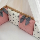 Set lenjerie patut bebe 7 piese Pink Stars (9)